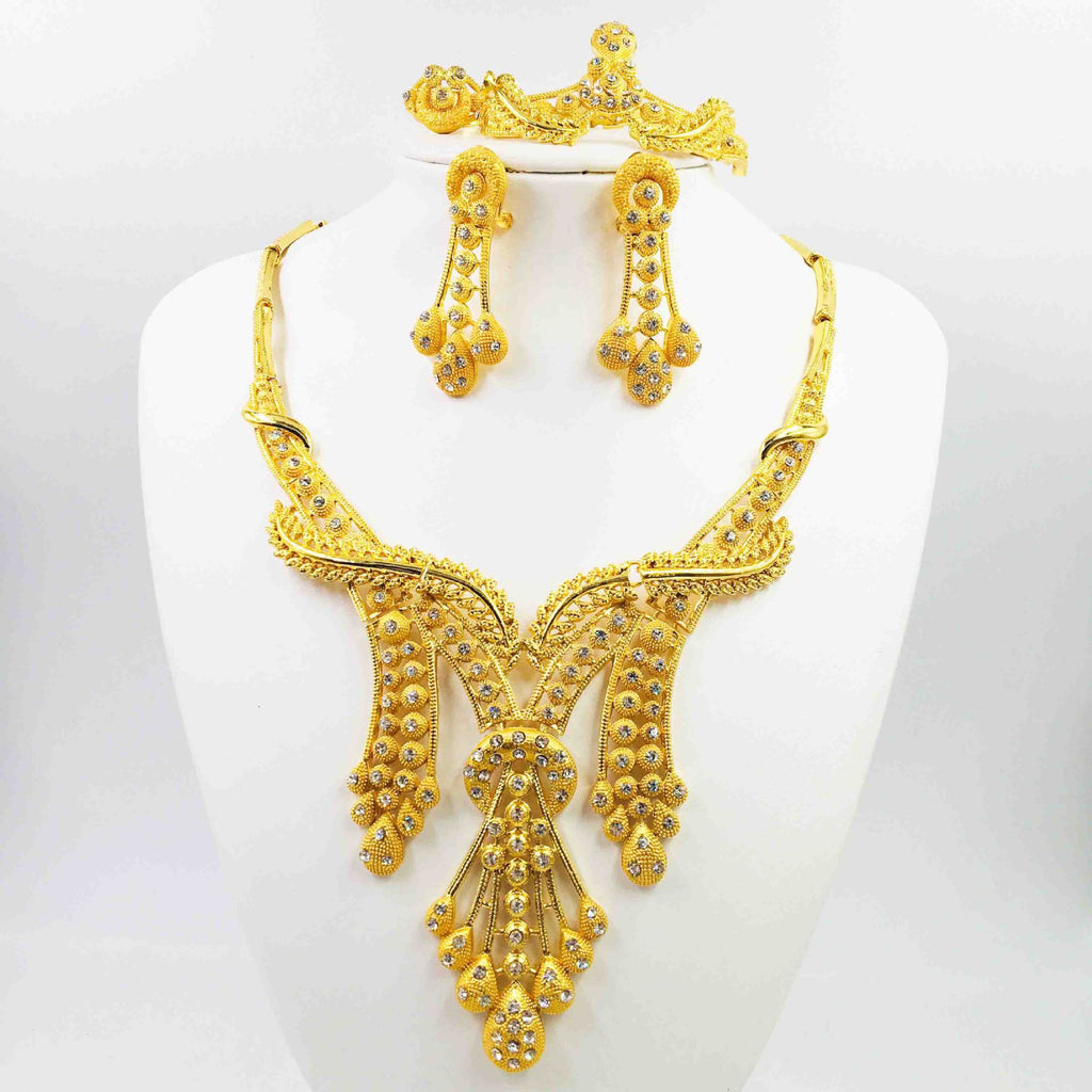 Juego de joyería de aleación, collar, pulsera, anillo, aretes, conjunto de cuatro piezas