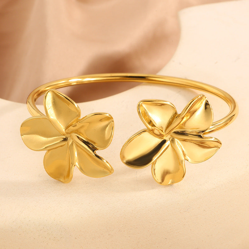 Pulsera de flor abierta de acero inoxidable