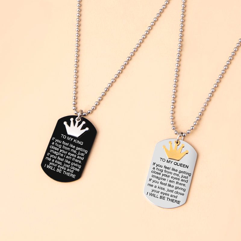 Crown Charms Couple Necklace To My King Queen Inspirational Pendants Necklaces Stainless Steel Jewelry