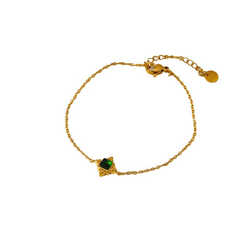 Pulsera con colgante de cristal verde pino de moda para mujer
