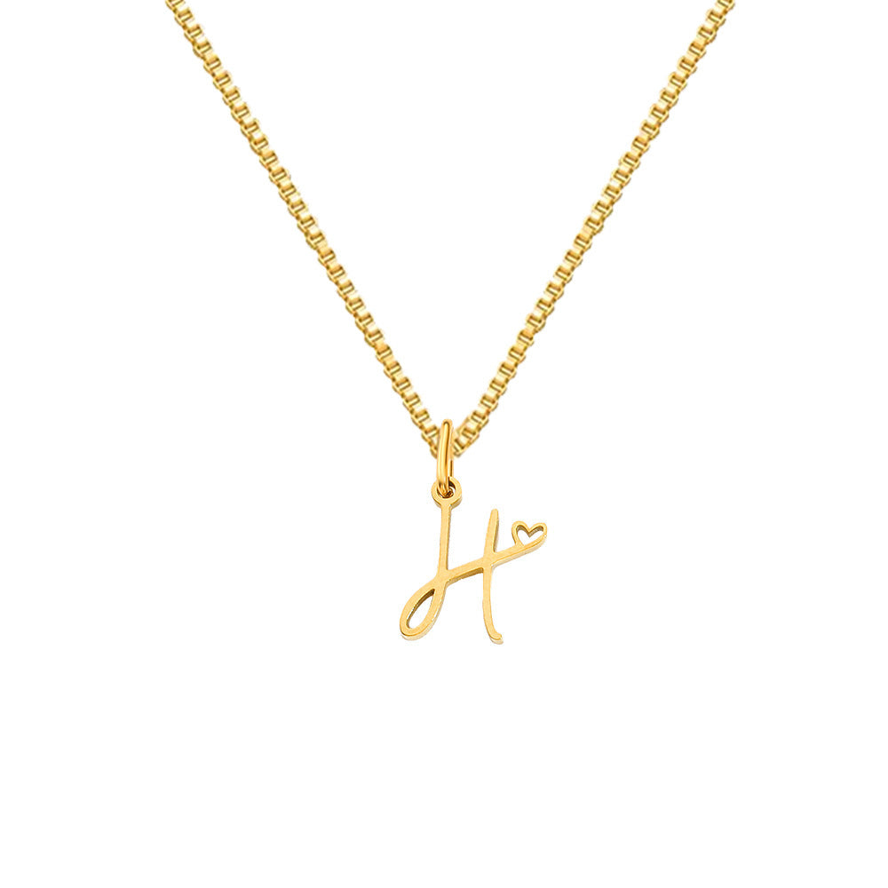 26 Love Letters Titanium Steel Pendants Necklace