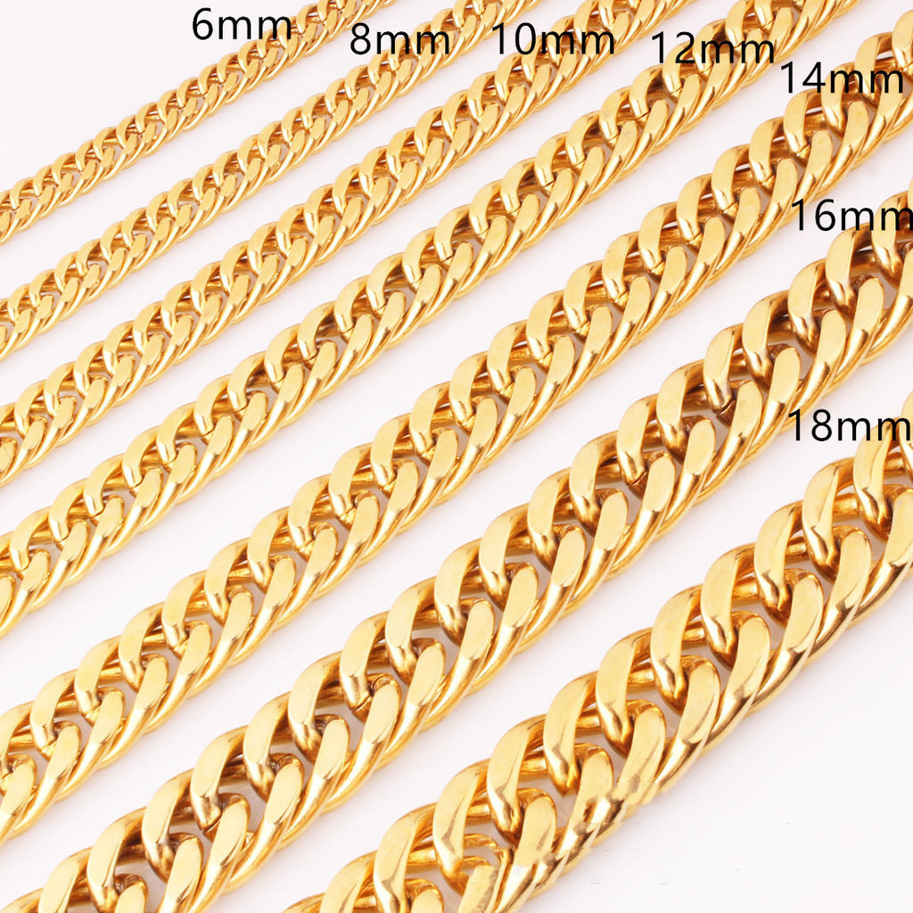 Herren Mode Titan Stahl Gold Doppelschnallen Halskette