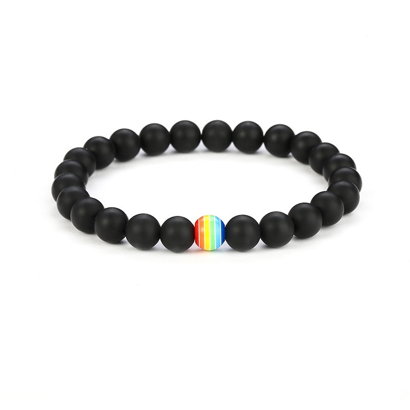 Regenbogen Perlenarmband Stolz Naturstein Strang Paar Armbänder