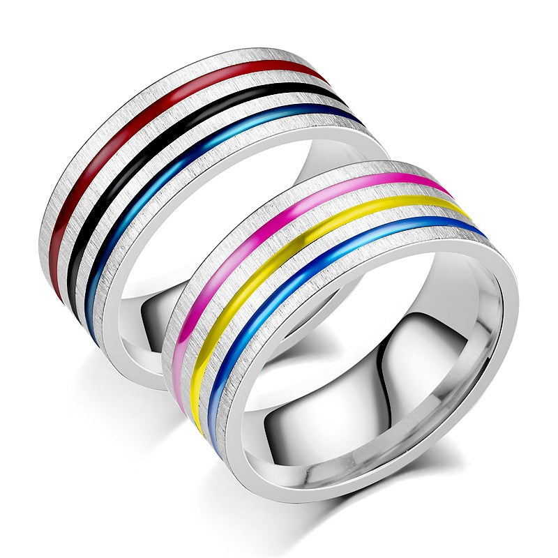 Titanstahlring Regenbogen Öltropfen