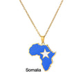 Collar con Colgante de Mapa de África Acero Inoxidable Joyería Ghana Nigeria