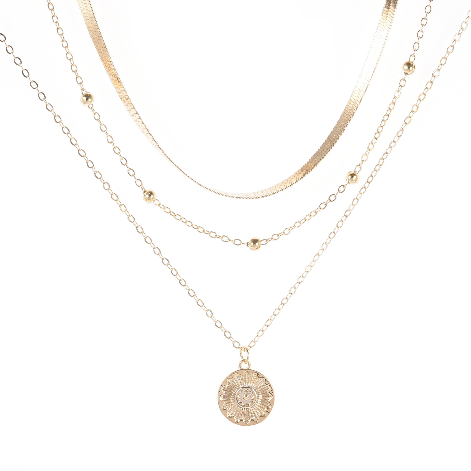 Women's Fashion Personalized Simple Multi-layer Lotus Pendant Necklace