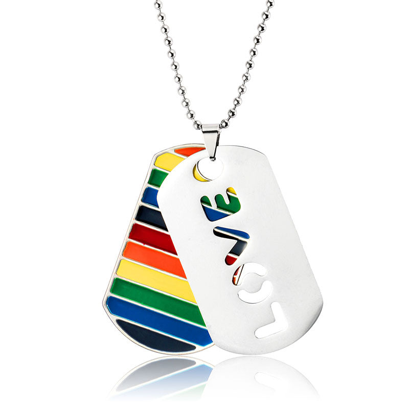 LGBT Pride Liebe Regenbogen zweilagige Anhänger Halskette