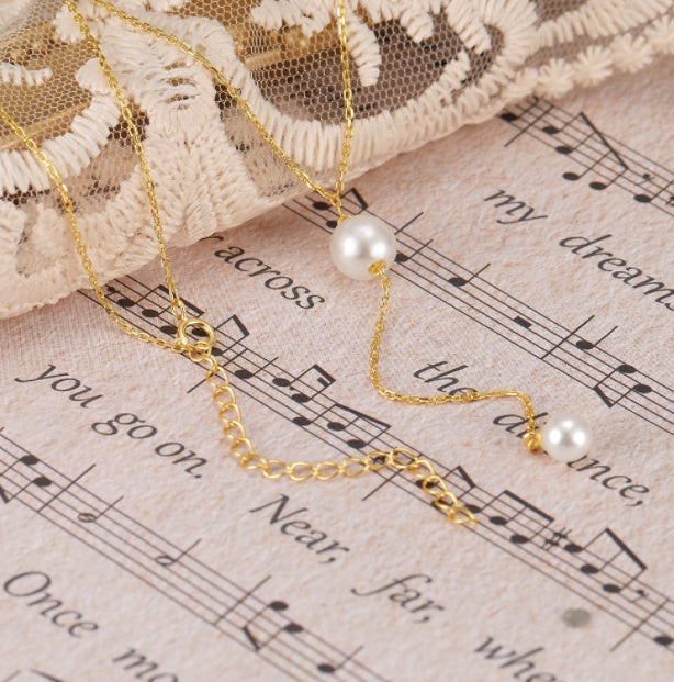 S925 Silver Y-shaped Pearl Necklace
