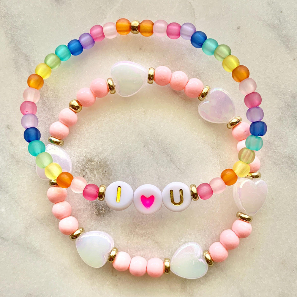 Colorful Dopamine Letter Love Acrylic Bracelet