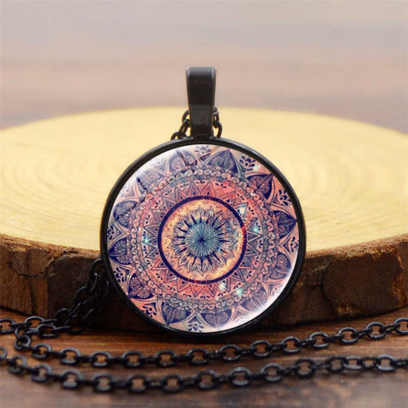 Yoga Mandala Blume Zeit Edelstein Halskette