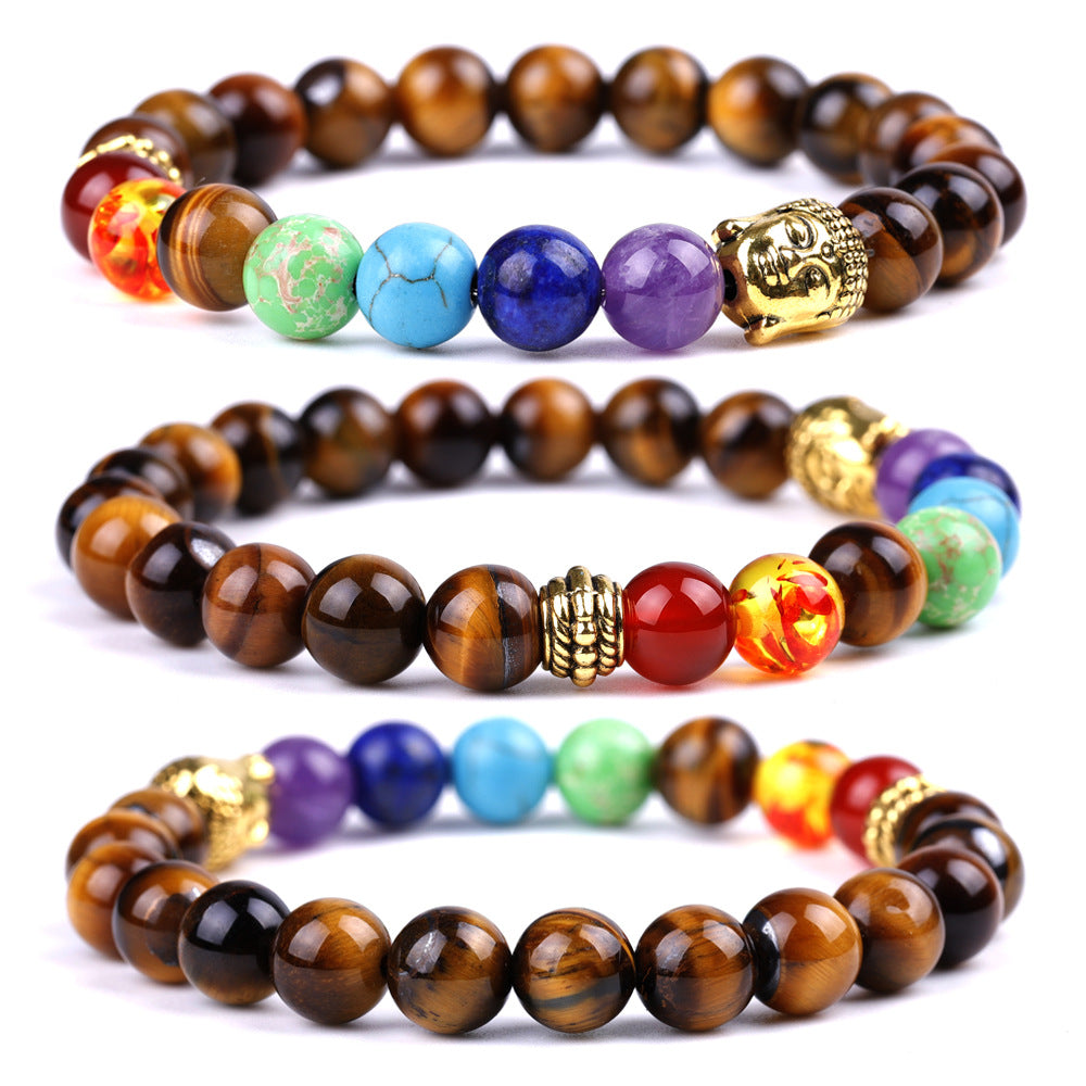 8mm Volcanic Rock Yoga Bracelet Agate Colorful Bracelet