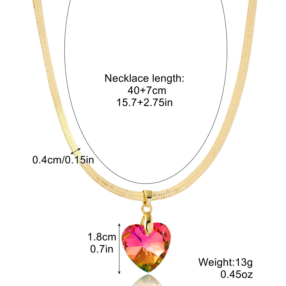 Women's Fashion Simple Color Crystal Pendant Love Necklace