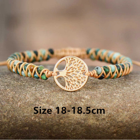 Pulsera de la amistad para amantes, de yoga, tejida a mano con cuentas de ágata natural