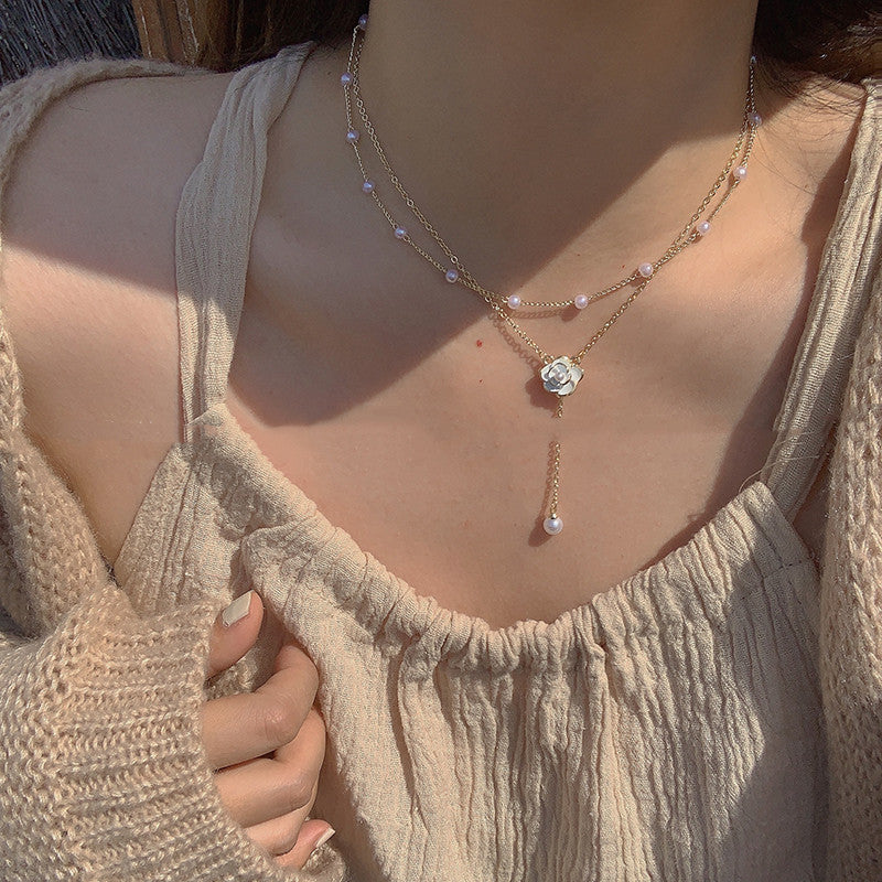 Women's Fashion Double Camellia Necklace
