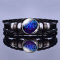 Leuchtendes Zwölf-Sternzeichen-Paar-Armband Schwarzes Lederarmband