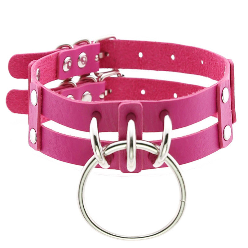 Harajuku Punk Gothic Leather Necklace O Ring Choker