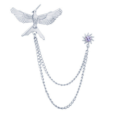 Herren-Fransenkette mit Diamant-Adlerbrosche