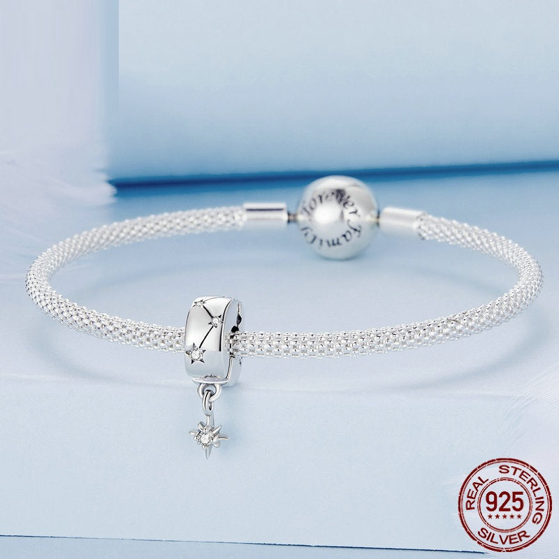 S925 Sterling Silber Stern Explosiver Kreisverschluss Stern Zirkon Anhänger