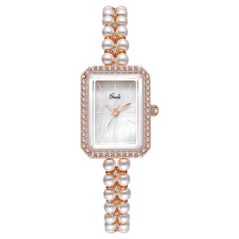 Reloj de Cuarzo Creativo con Perlas de Concha para Mujer