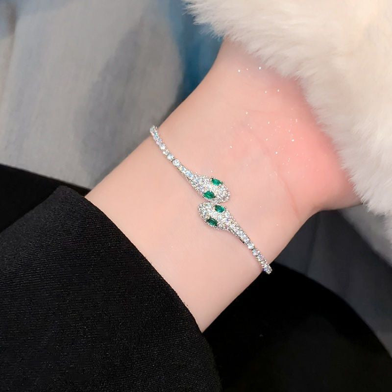 Women's Fashion And Fully-jewelled Snake Bracelet