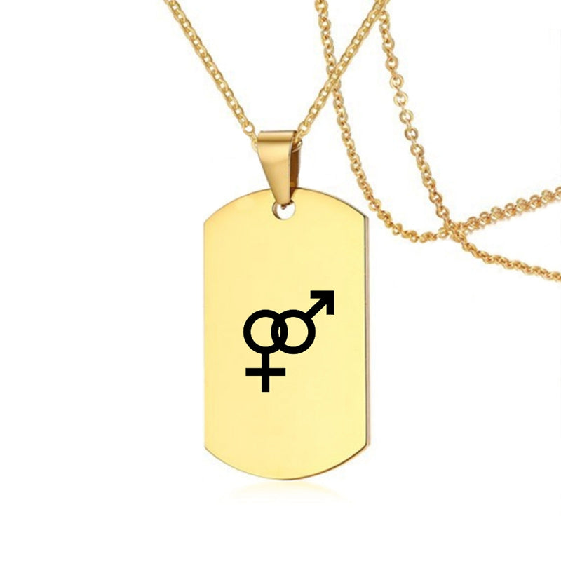 Edelstahl LGBT ID Halskette Schmuck Gravieren Gay Lesbian Transgender Symbol Hundemarken Halsketten für Männer Frauen