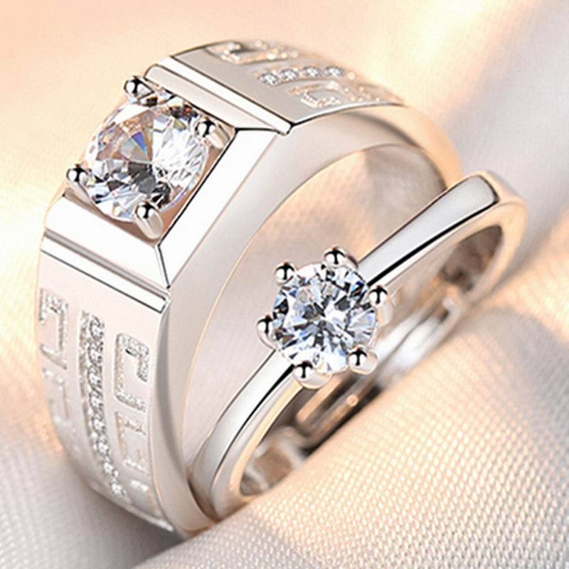 Anillos de apertura Simulación de boda Anillo de diamante