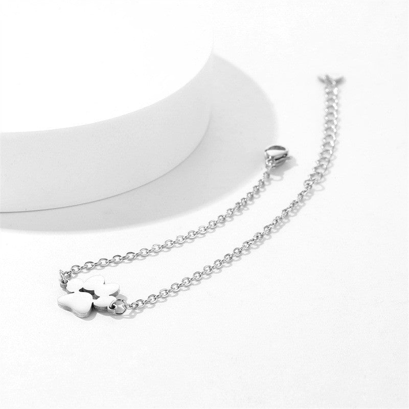 Joyas populares para mujer con huella de perro, pulsera con huella de perro o gato de acero inoxidable, accesorios de pulsera de acero de titanio