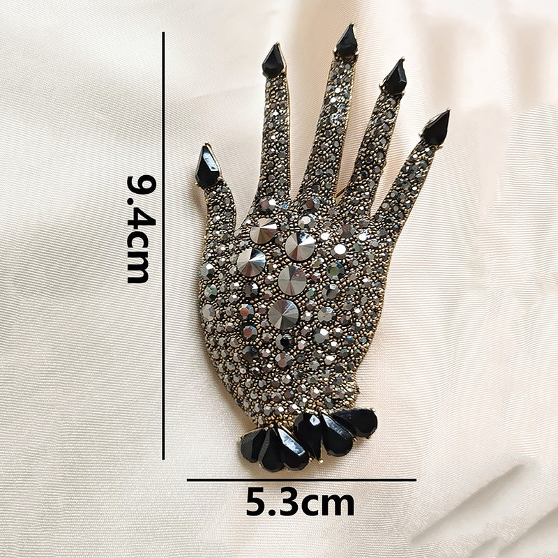 Metall Voll Diamant Handfläche Brosche Kreativer Strass