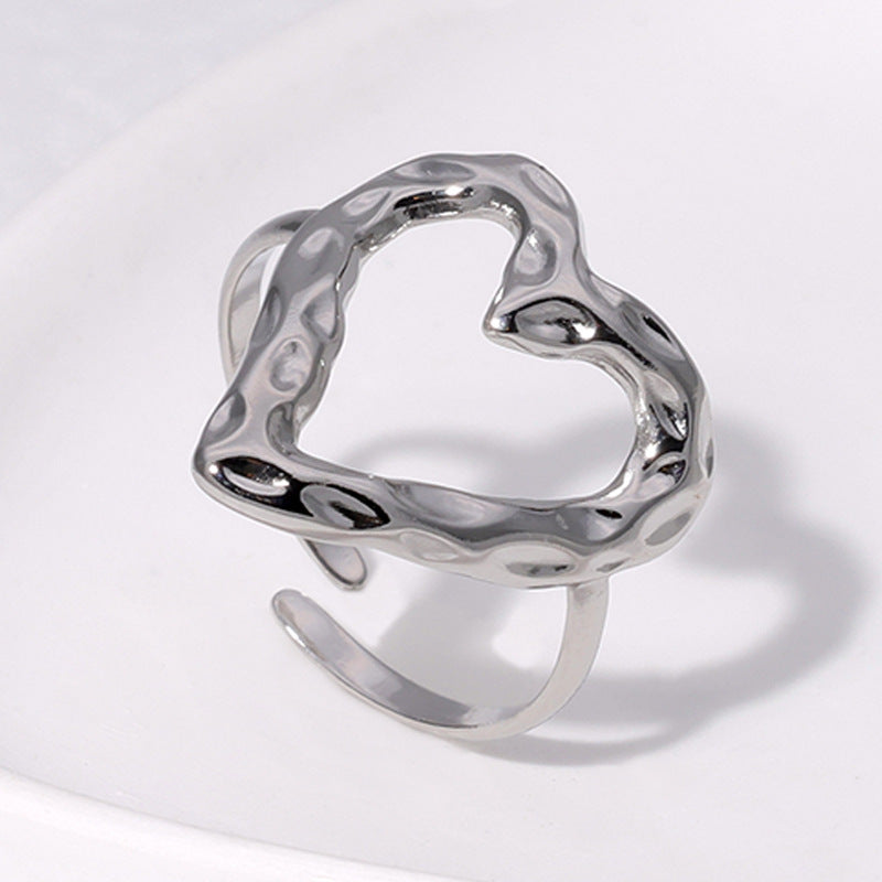 Retro Love Verstellbarer Edelstahlring