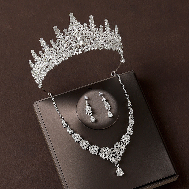 Retro atmosphärische Strass-Geburtstagskrone Haar-Accessoires dreiteiliges Set