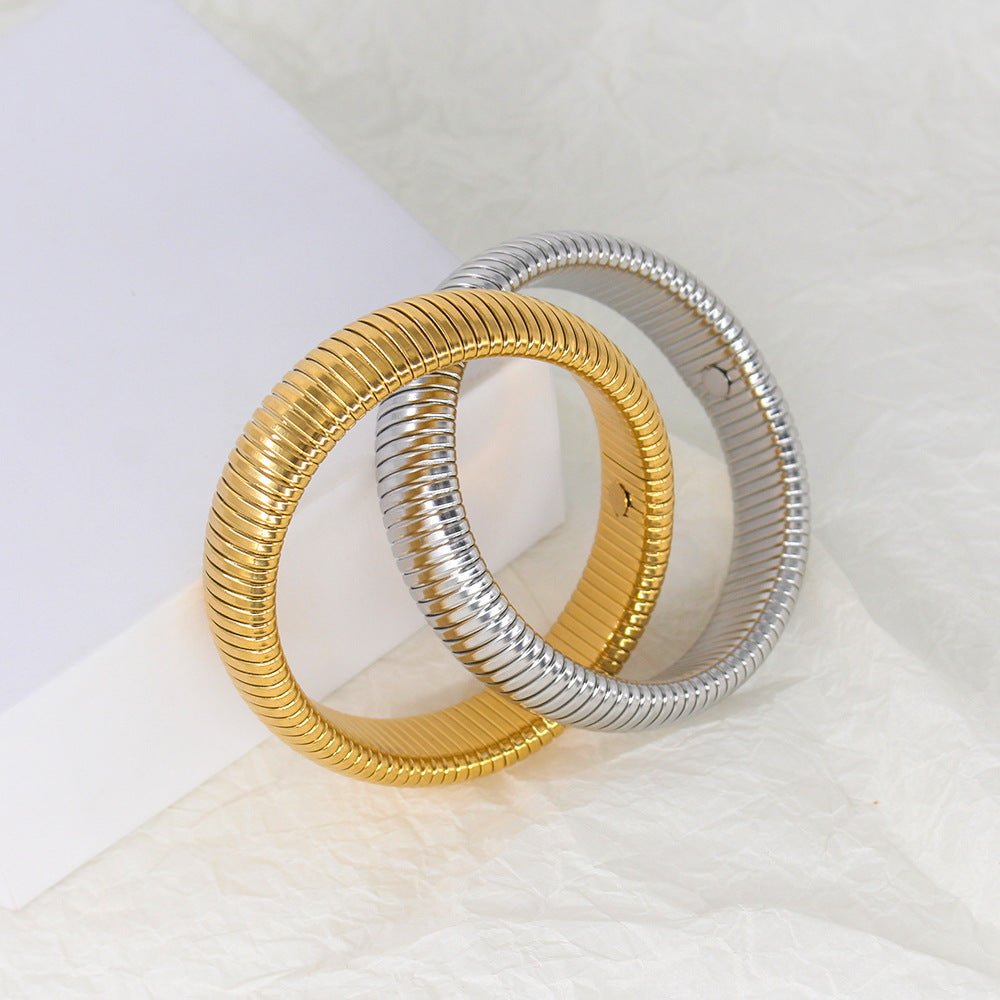 Edelstahl Mode Doppelring Goldenes Armband