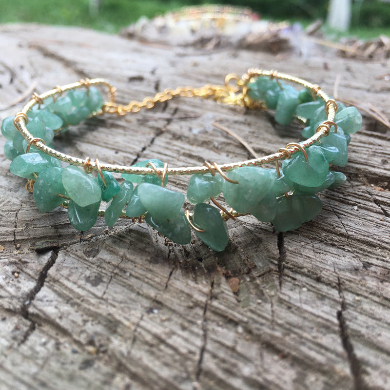 Pulsera de cuentas de hilo de cristal natural para joyería de moda, bricolaje, irregular para mujer