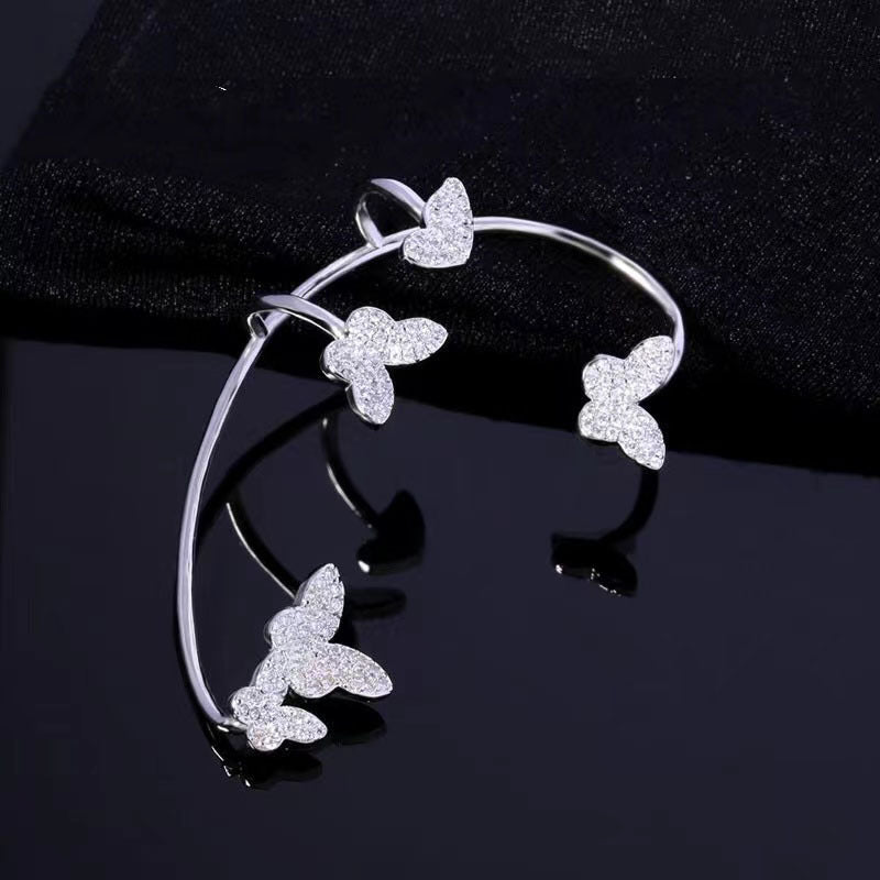Pendientes de clip de mariposa de metal dorado de moda con circonita brillante sin perforación, para mujer, regalo de joyería