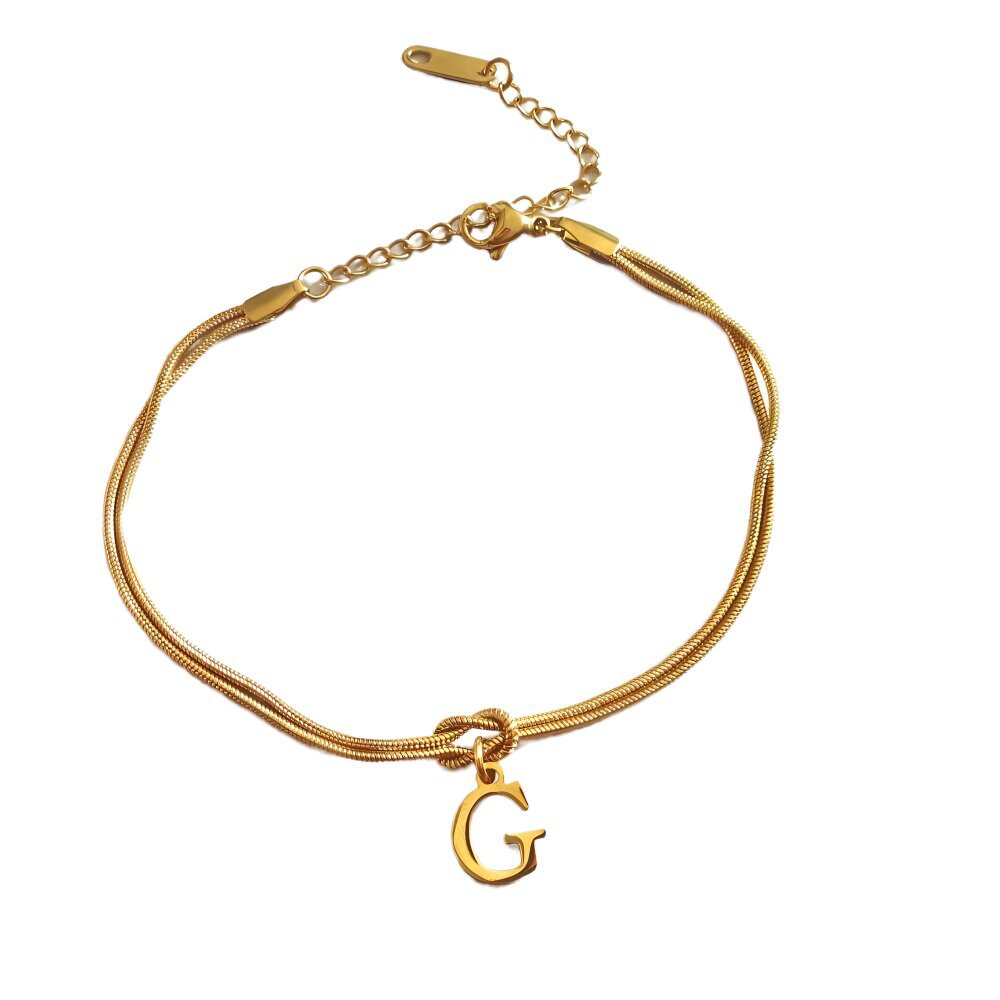 Nuevas pulseras con nudo de amor de la A a la Z para mujer, pulseras con dije de cadena de serpiente delicada de color dorado para parejas, joyería de acero inoxidable, regalo para el Día de San Valentín