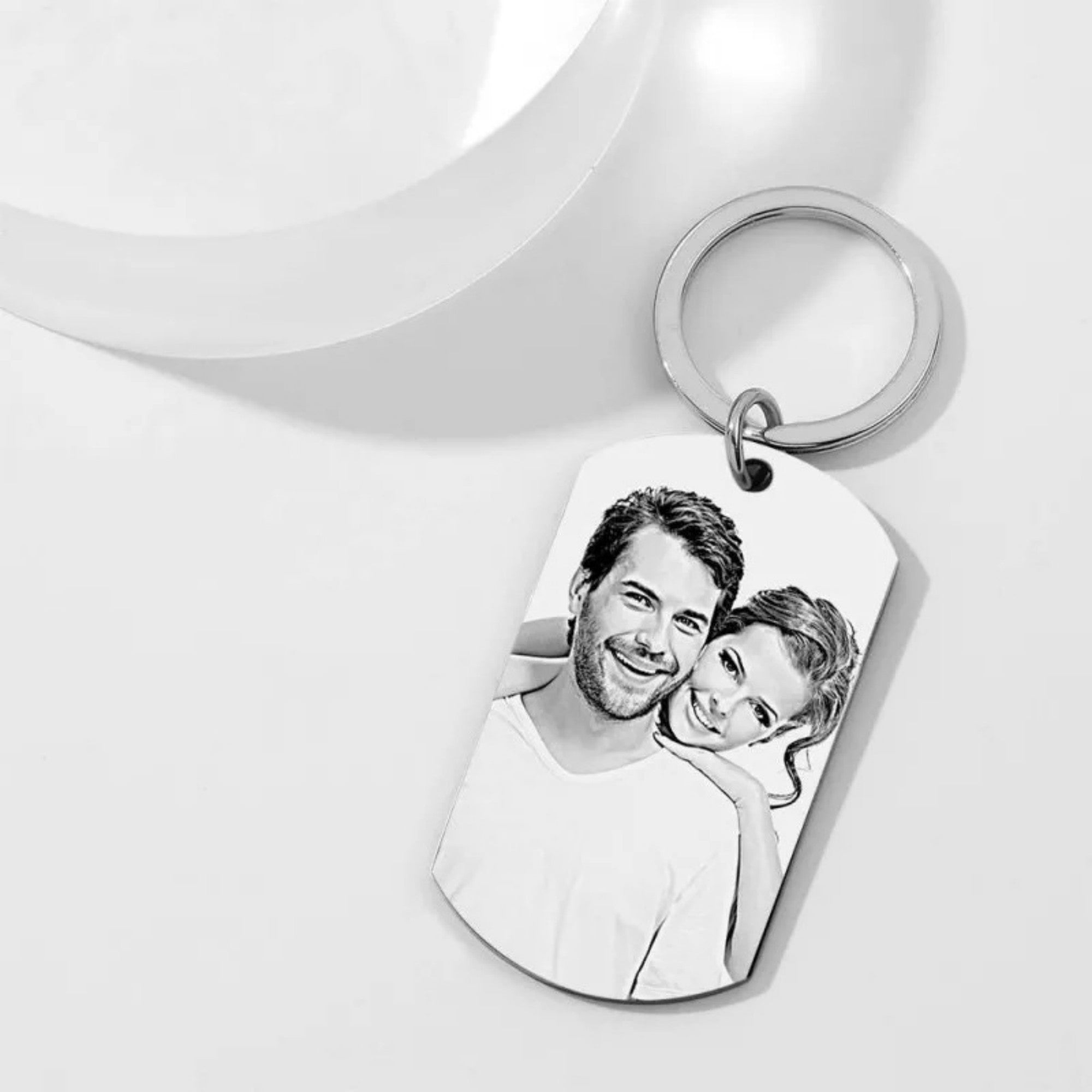 Llavero de plata de ley 925 con colgante personalizado de patrón fotográfico