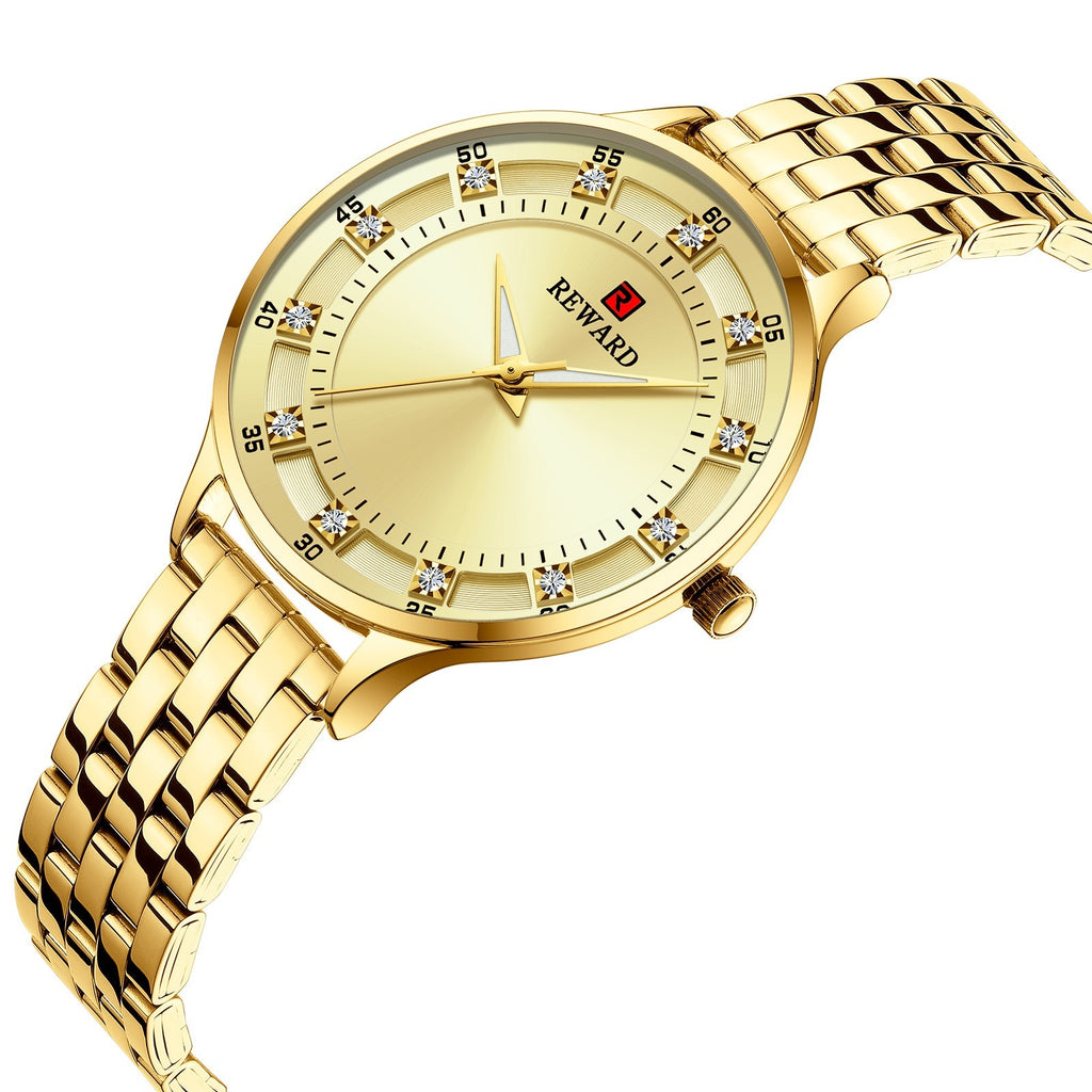 Reloj de Cuarzo de Moda con Correa de Acero, Diamantes, para Mujer, Resistente al Agua