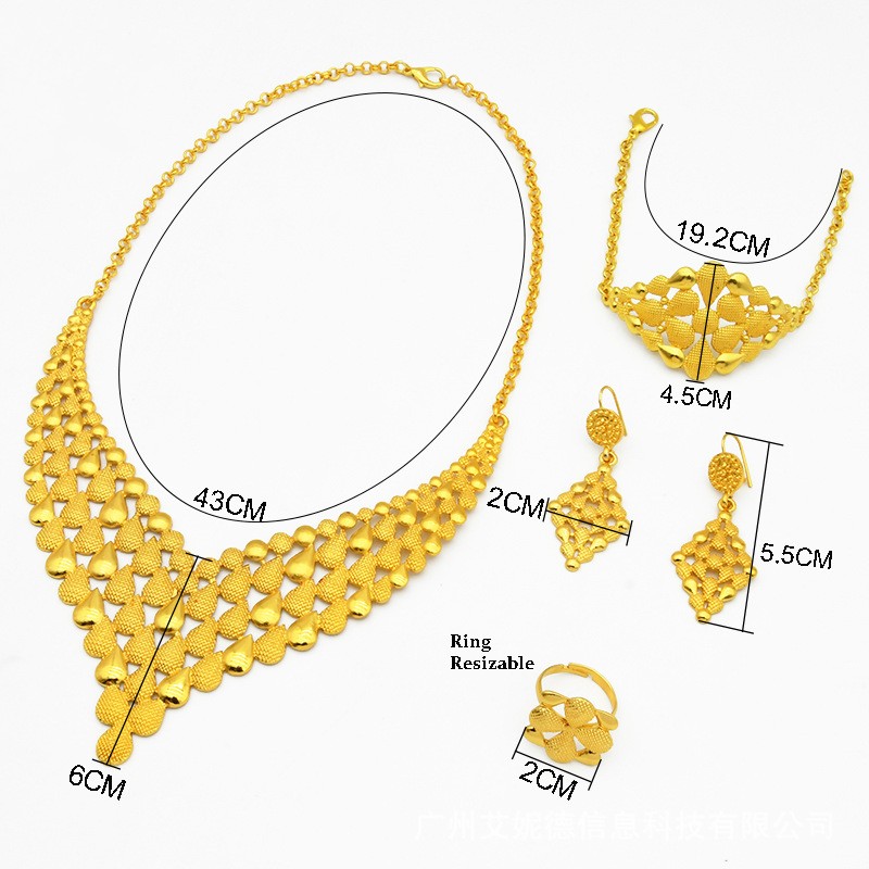 Nigeria Dubai 24K Gold Schmuckset