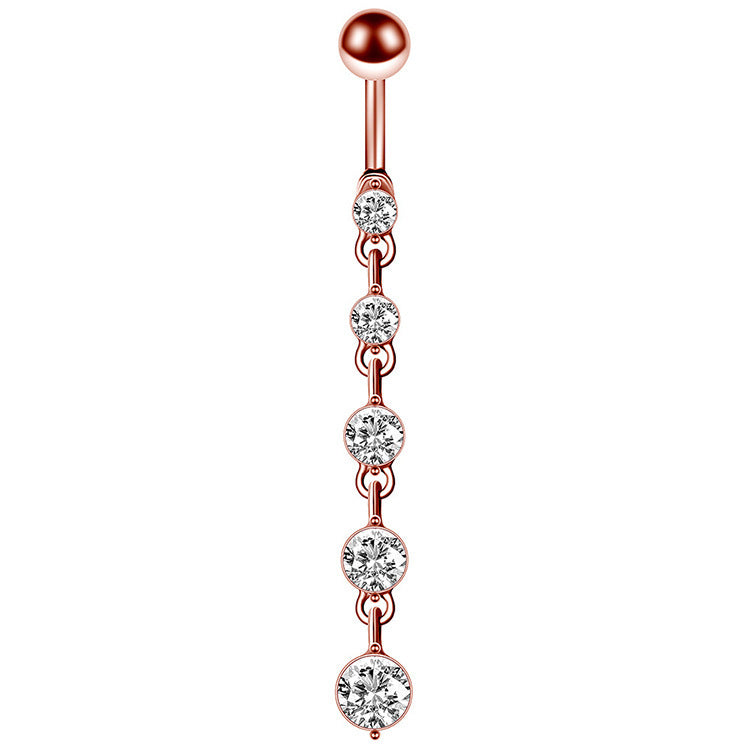 Piercing de ombligo con forma de corazón con gema de cristal