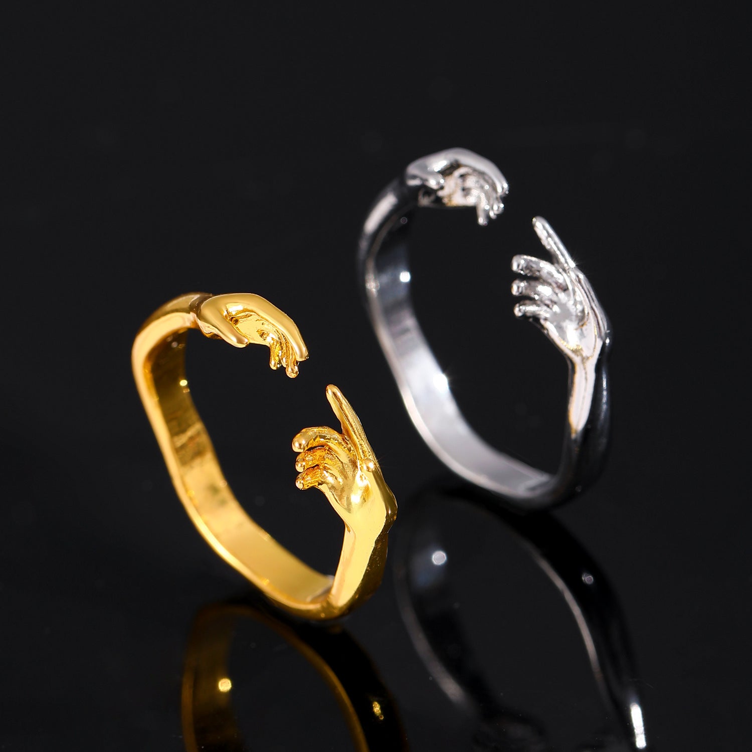 Anillos Abiertos Ajustables de Dos Manos Anillo de Moda con Personalidad para Joyería de San Valentín