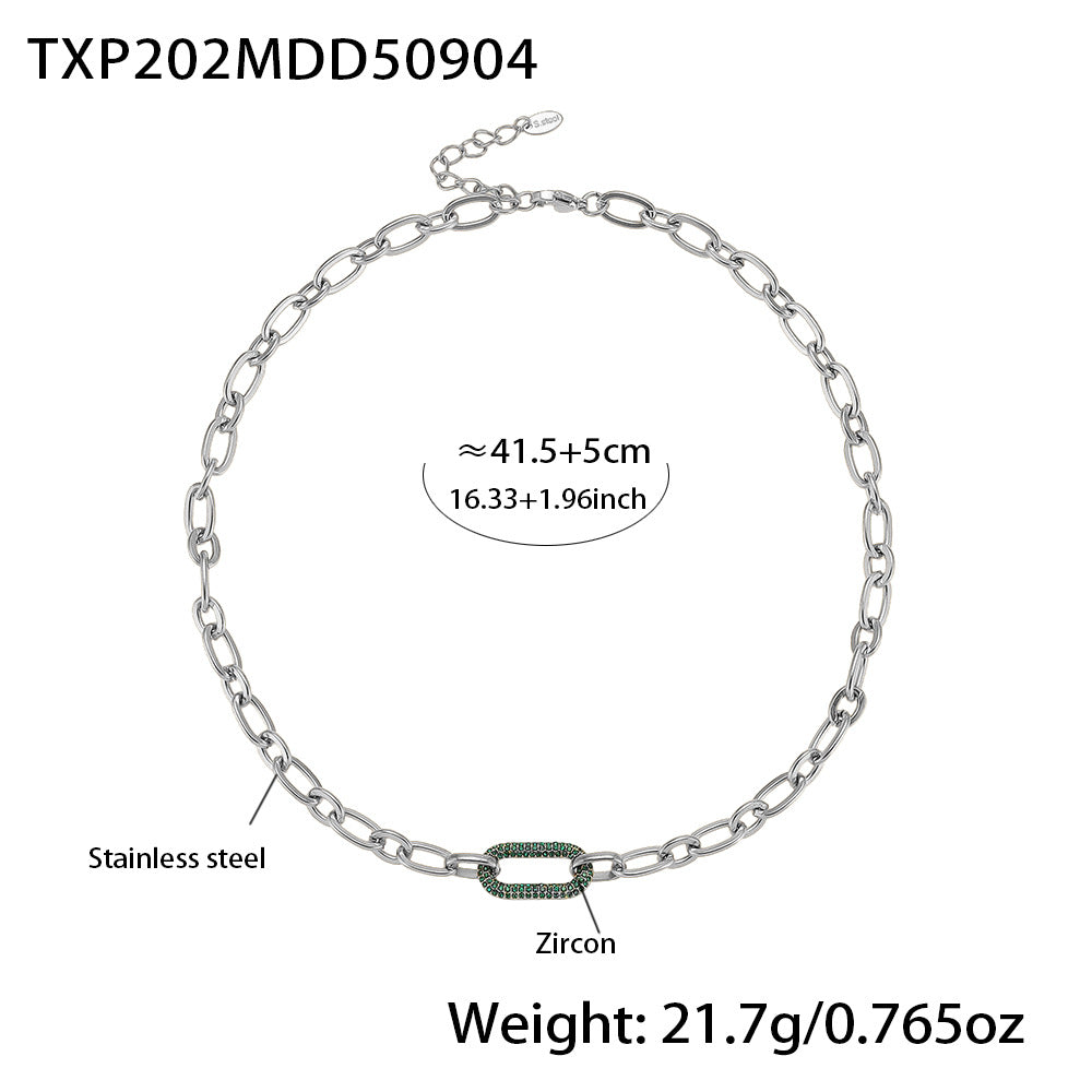 Halskette und Armband aus Titanstahl und Edelstahl mit Mikro-Pflasterstein-Zirkonia