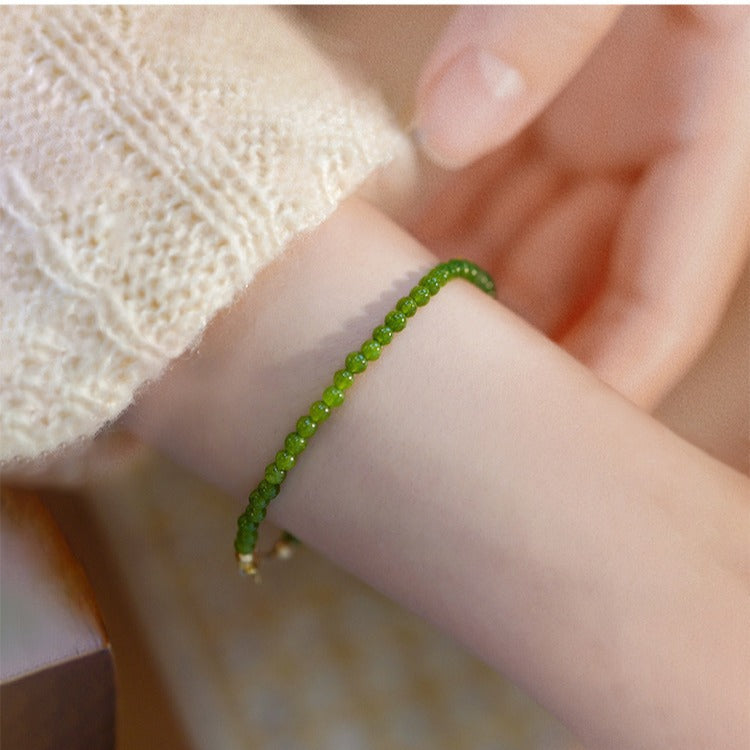 Pulsera Fina Retro de Calcedonia Verde Mini Ágata