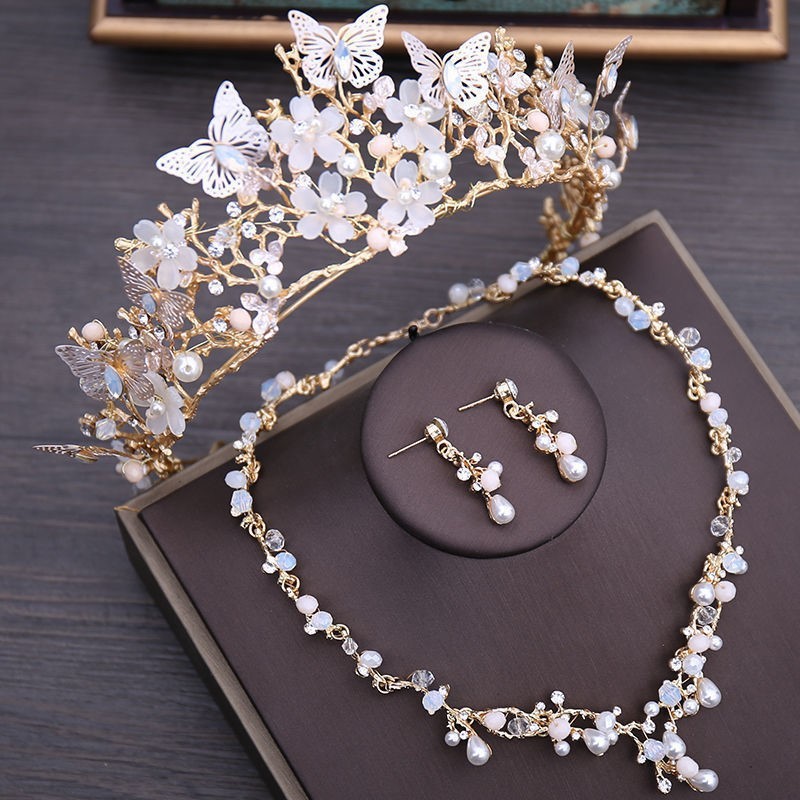 Schleier Braut Hochzeitskleid Krone Dreiteiliger Kopfschmuck Krone Super Feen-Serie