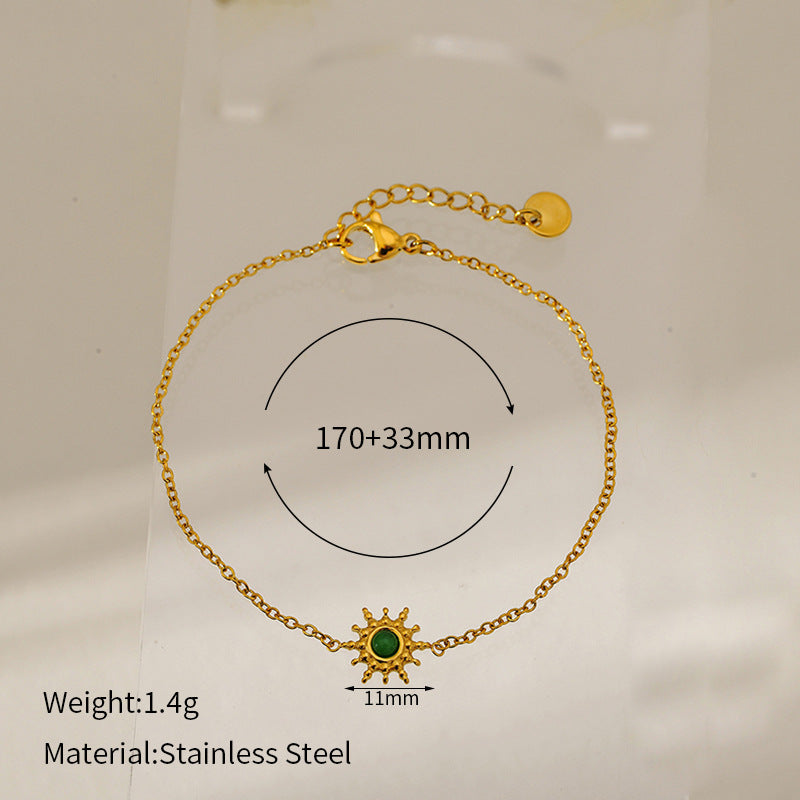 Pulsera con colgante de cristal verde pino de moda para mujer