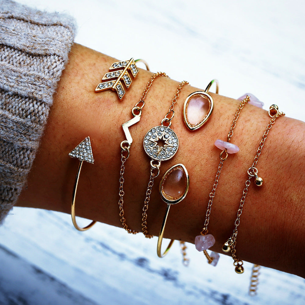 Vollbesetztes Diamantarmband-Set, 7-teilig