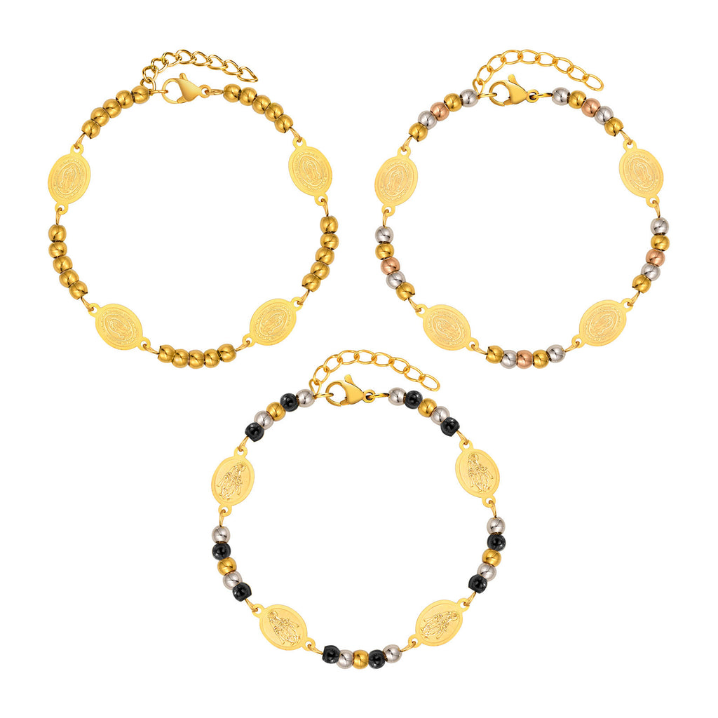Stainless Steel Round Beads Virgin Gold Bracelet