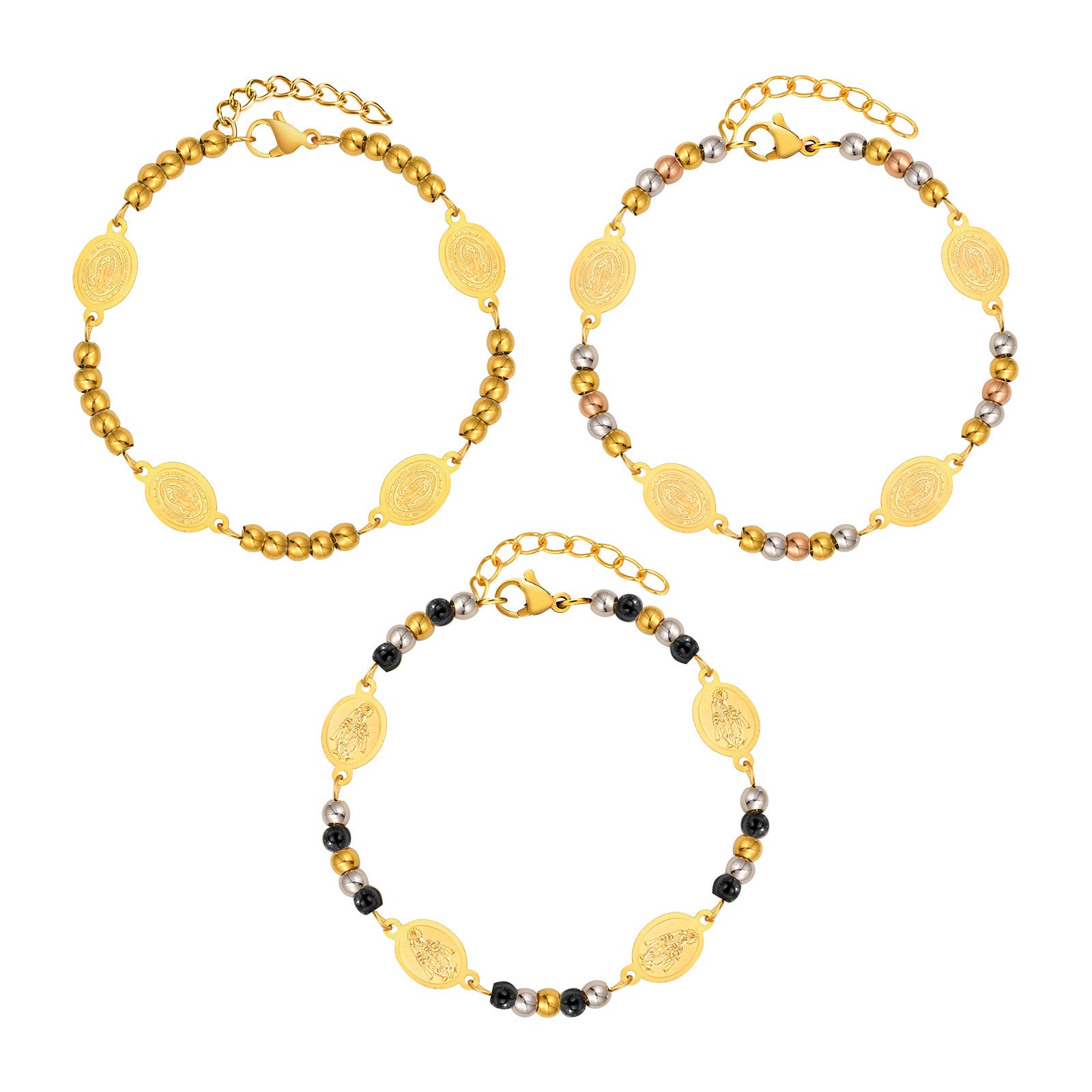Stainless Steel Round Beads Virgin Gold Bracelet