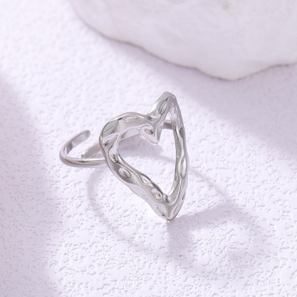 Retro Love Verstellbarer Edelstahlring