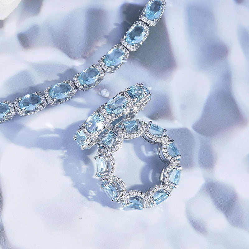 Galaxie Prinzessin Spitze Spitze Aquamarin Armband Farbe Schatz Ring