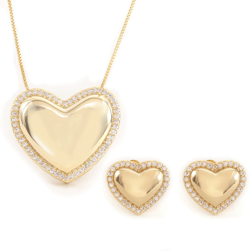 Herzförmiger Zirkon-Halskettenschmuck-Set für Damen