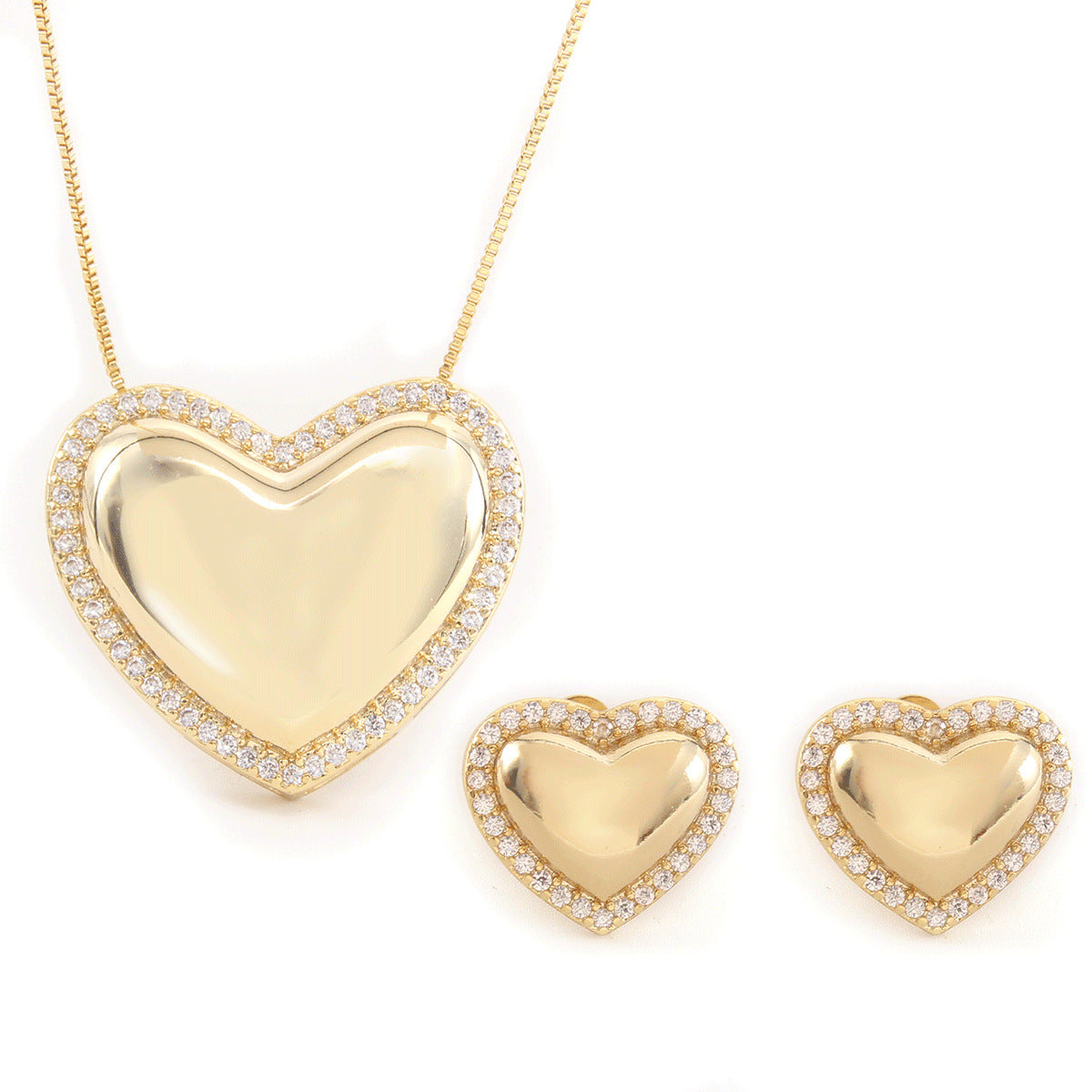 Herzförmiger Zirkon-Halskettenschmuck-Set für Damen